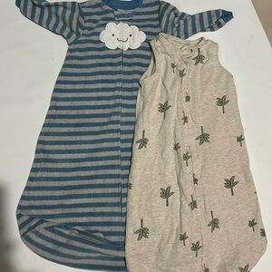 Lot of Carter’s fleece baby sleeping and sack bag beige full zip Sz 6-12 m